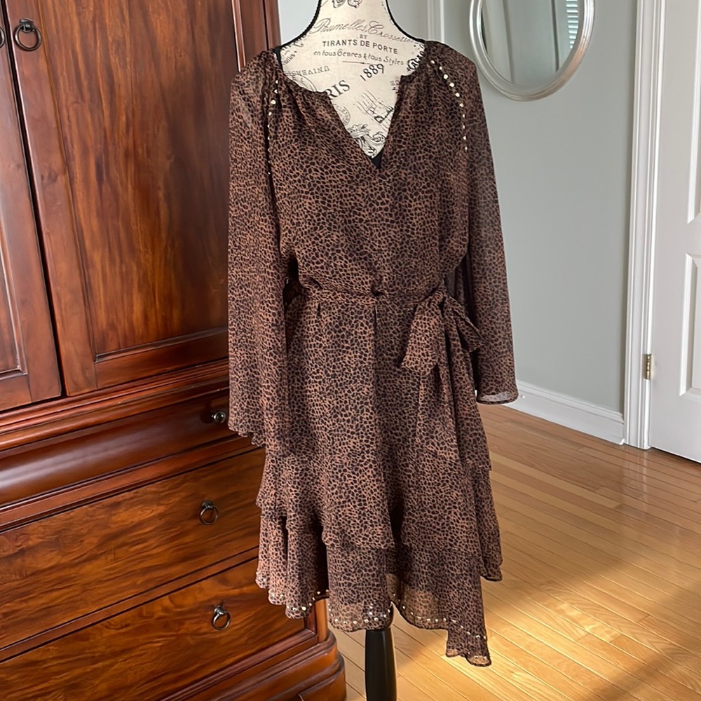 WHBM Two piece asymmetric hem belted dress